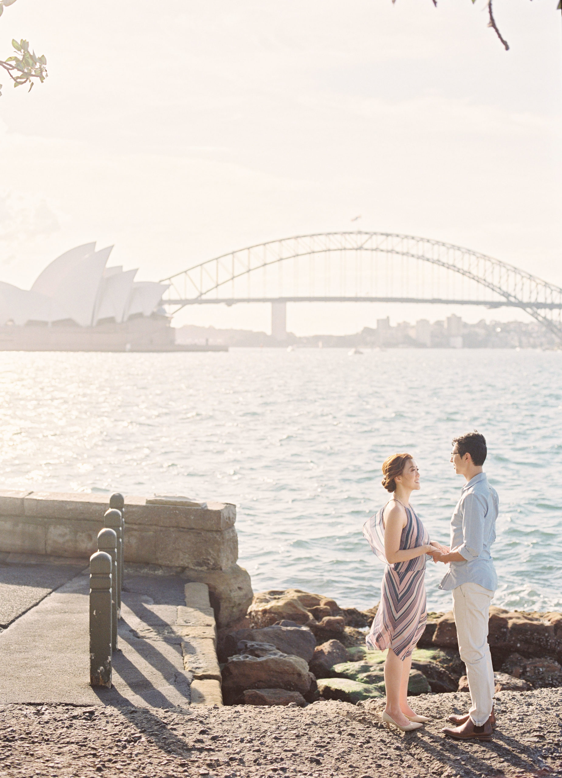 summer pre-wedding photoshoot at Sydney mrs Macquarie's chair