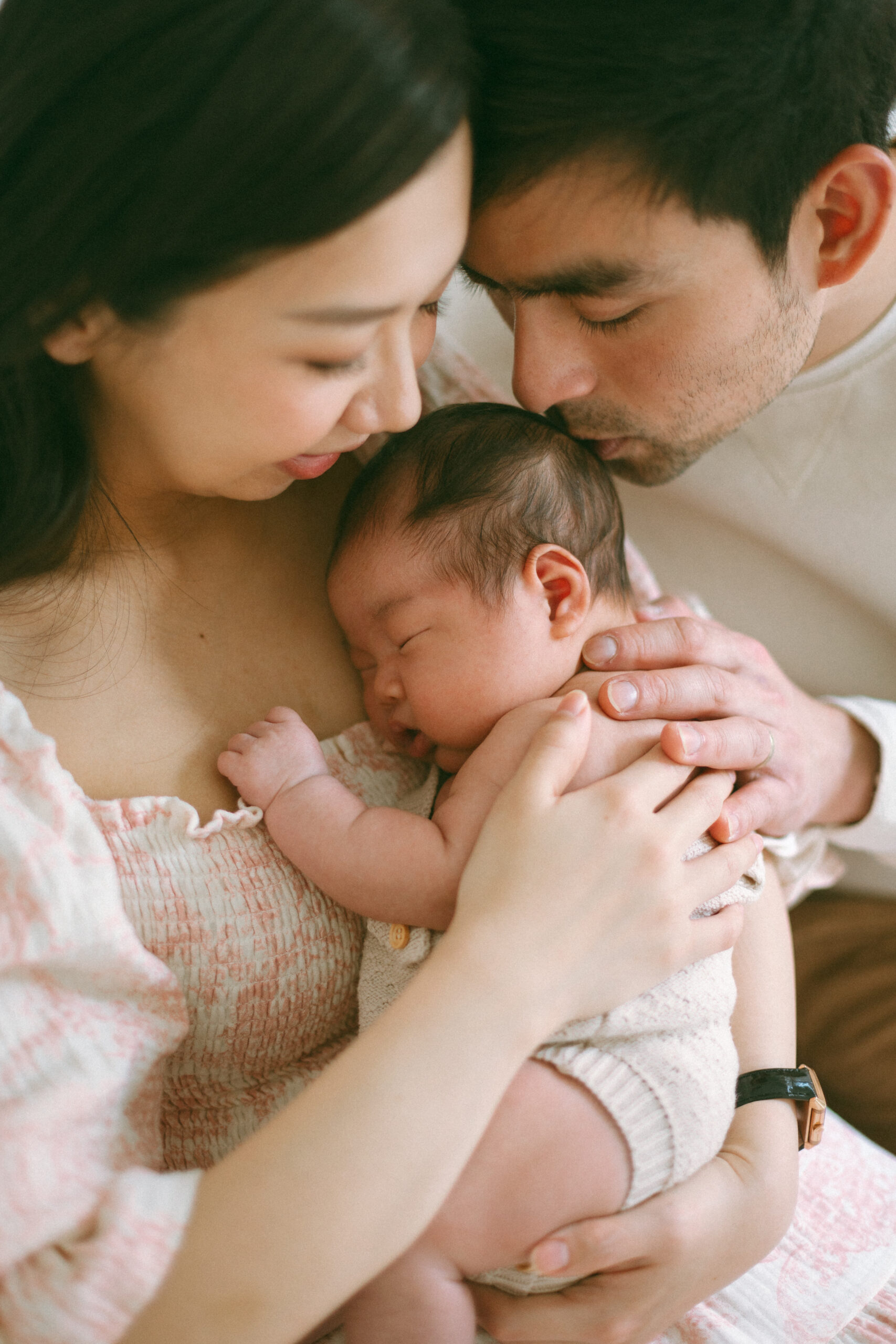 6-week-old baby during studio photo session
